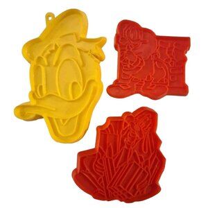 Disney Donald Duck & Goofy Plastic Cookie Cutters Vintage 3 Lot Head Face